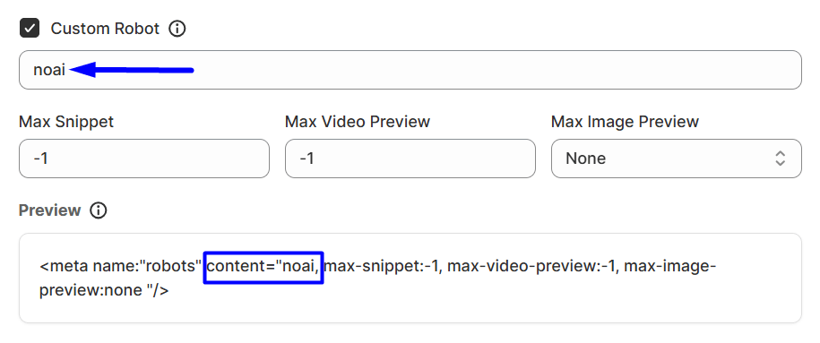 Custom robot settings