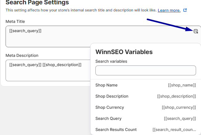 Search Page Setting with WinnSEO