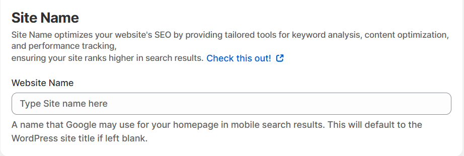 Set your website name