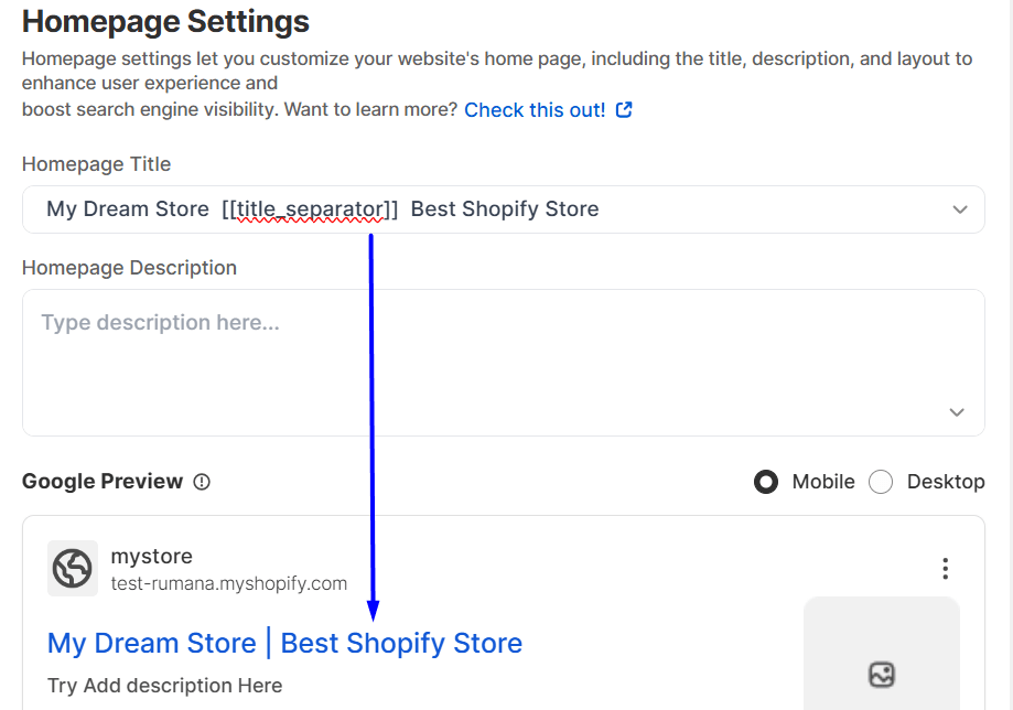 Using title separator in title
