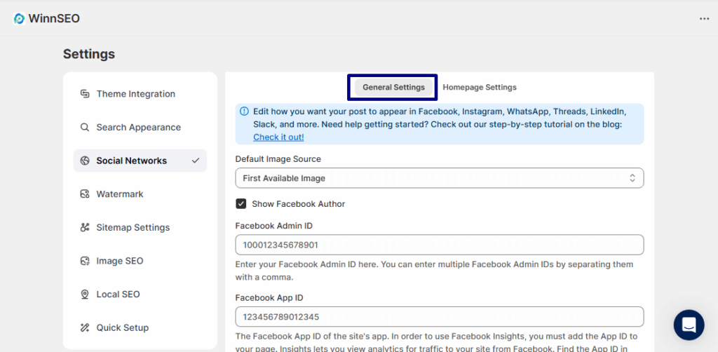 Facebook general settings