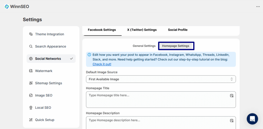 Facebook homepage settings