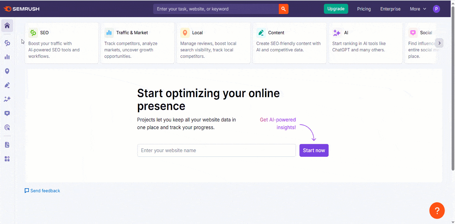 keyword research with Semrush