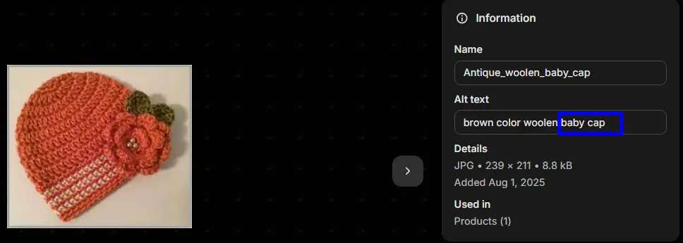 Focus keyword in the alt text