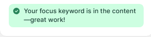 Focus keyword in the content