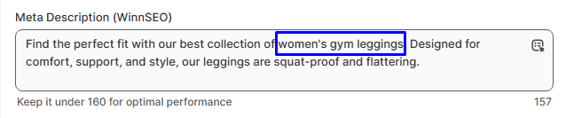 Focus keyword in the meta description