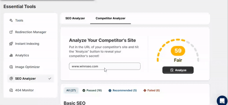 Your competitor site's score