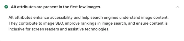 Alt text is the a description that tells search engines and screen readers what an image is about