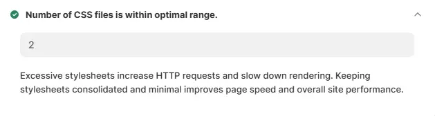 The standard numbe rof CSS files is 5 or less
