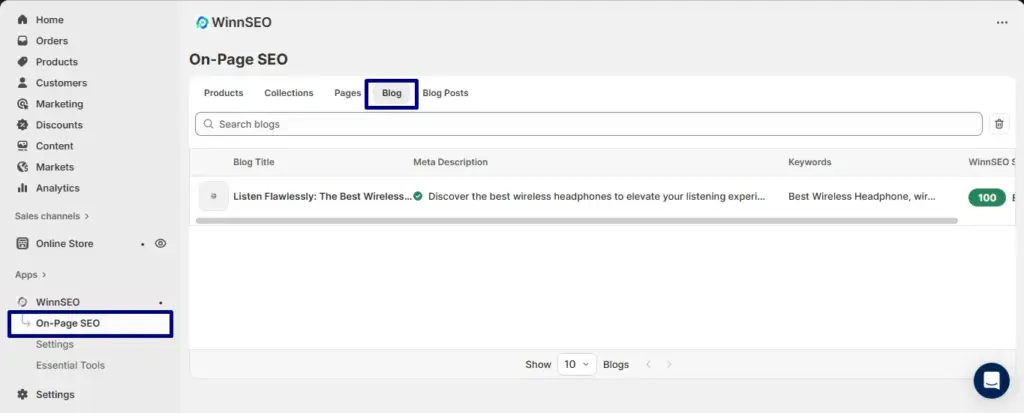 On page SEO for blog post