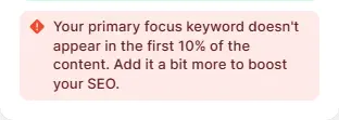 Primary focus keyword placement