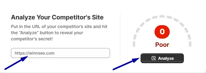 Provide the link of your competitor and click on the analyze button
