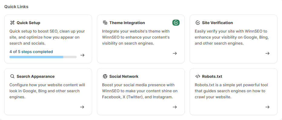 Check Quick Links WinnSEO