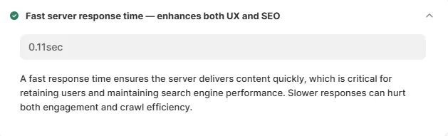 Server response time measures how quickly your site starts loading after someone clicks