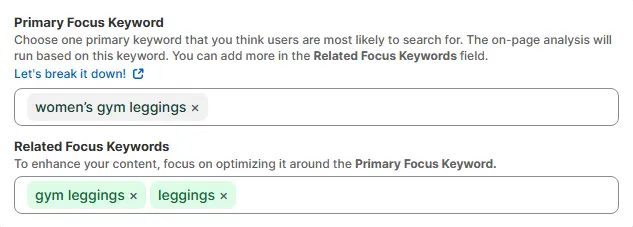 Setting keywords for collection