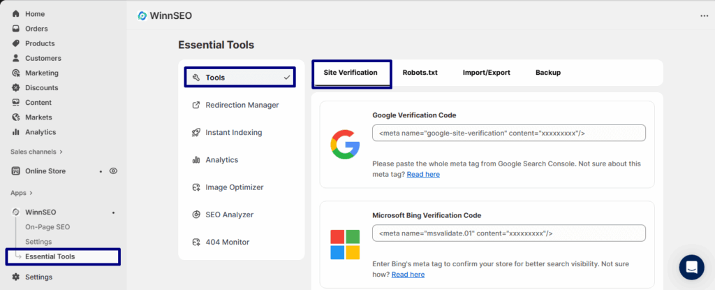 Site Verification by WinnSEO