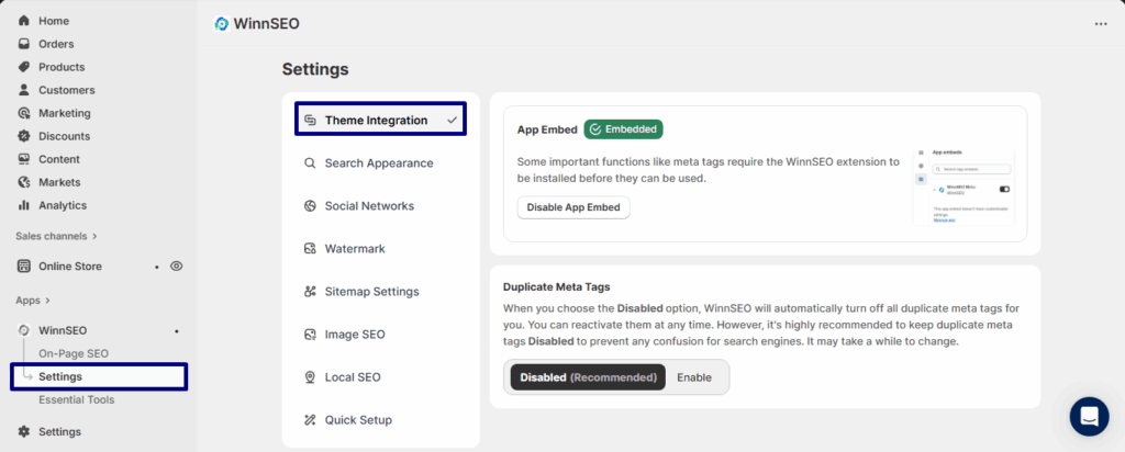 Theme Integration in WinnSEO
