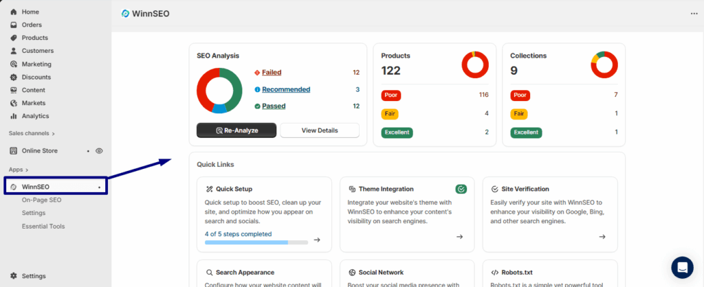 WinnSEO dashboard