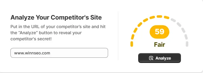 Your competitor's site analyzing score