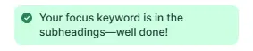 Focus keyword in subheadings